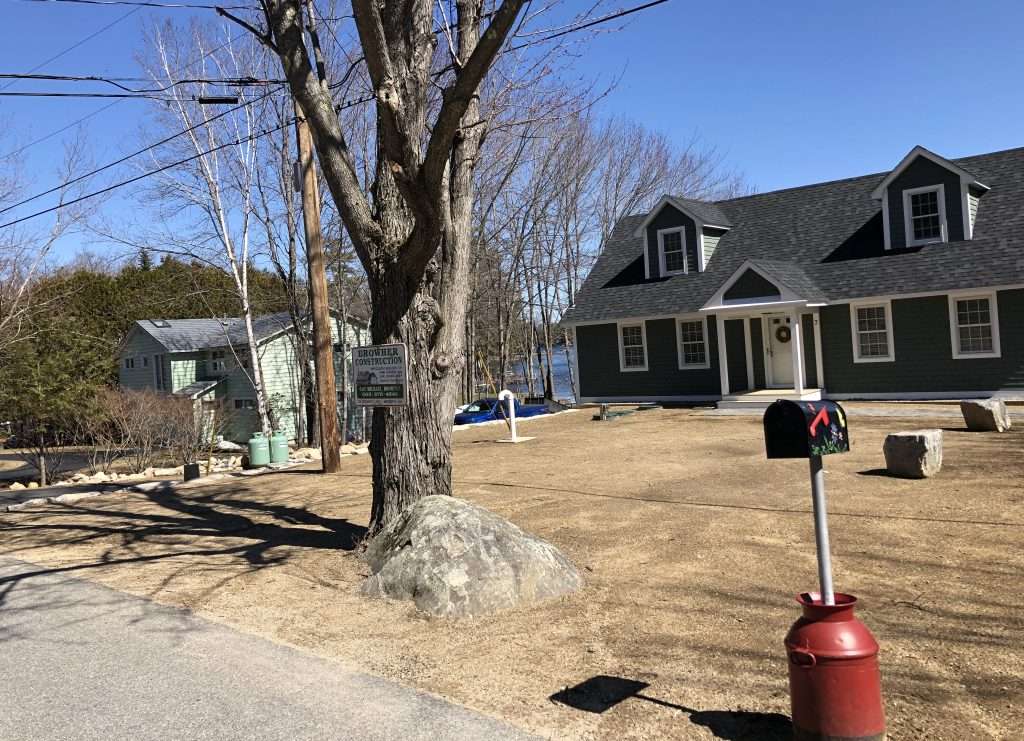 Before photo of a roadside planting bed area prior to landscape design and shrub installation by Landscapes by Tom in New Hampshire