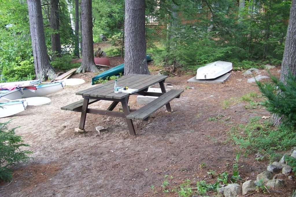 Before photo of a backyard area prior to permeable paver patio and landscape installation by Landscapes by Tom in New Hampshire