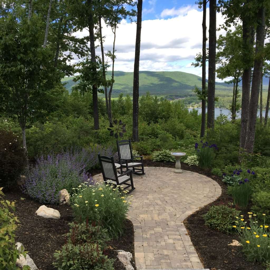 paver patio seating area with a view